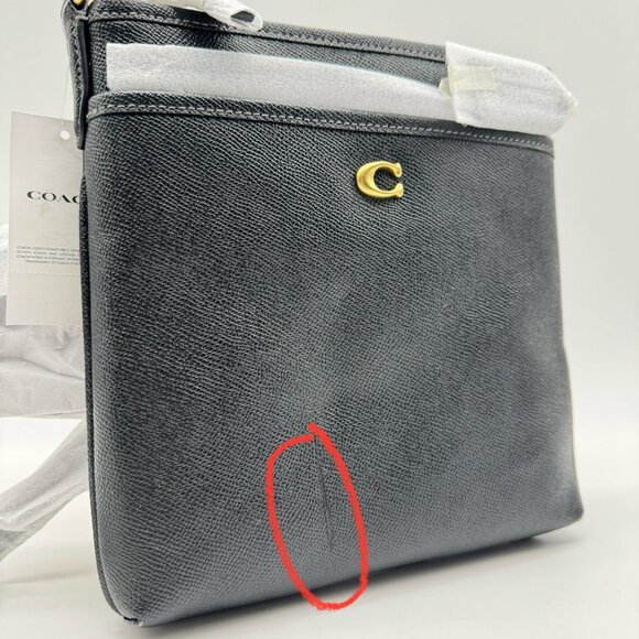 COACH Cross grain leather Kitt small crossbody messenger bag -BLACK (Has defect) - Picture 14 of 14